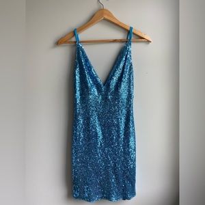 BLUE SPARKLE MINI DRESS